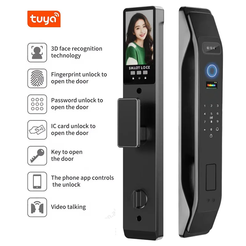 Doodle Fingerprint Lock Face Recognition Automatic Smart Door Lock with Camera Intercom for International Export Password