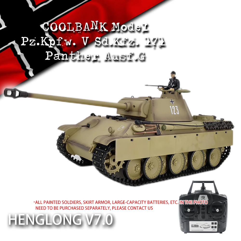 

Heng Long 1/16 Scale RC Tank Model 3879 7.0 German Panther G RTR RC Army Tank Toys (Customised Upgrade Version with telescopic)