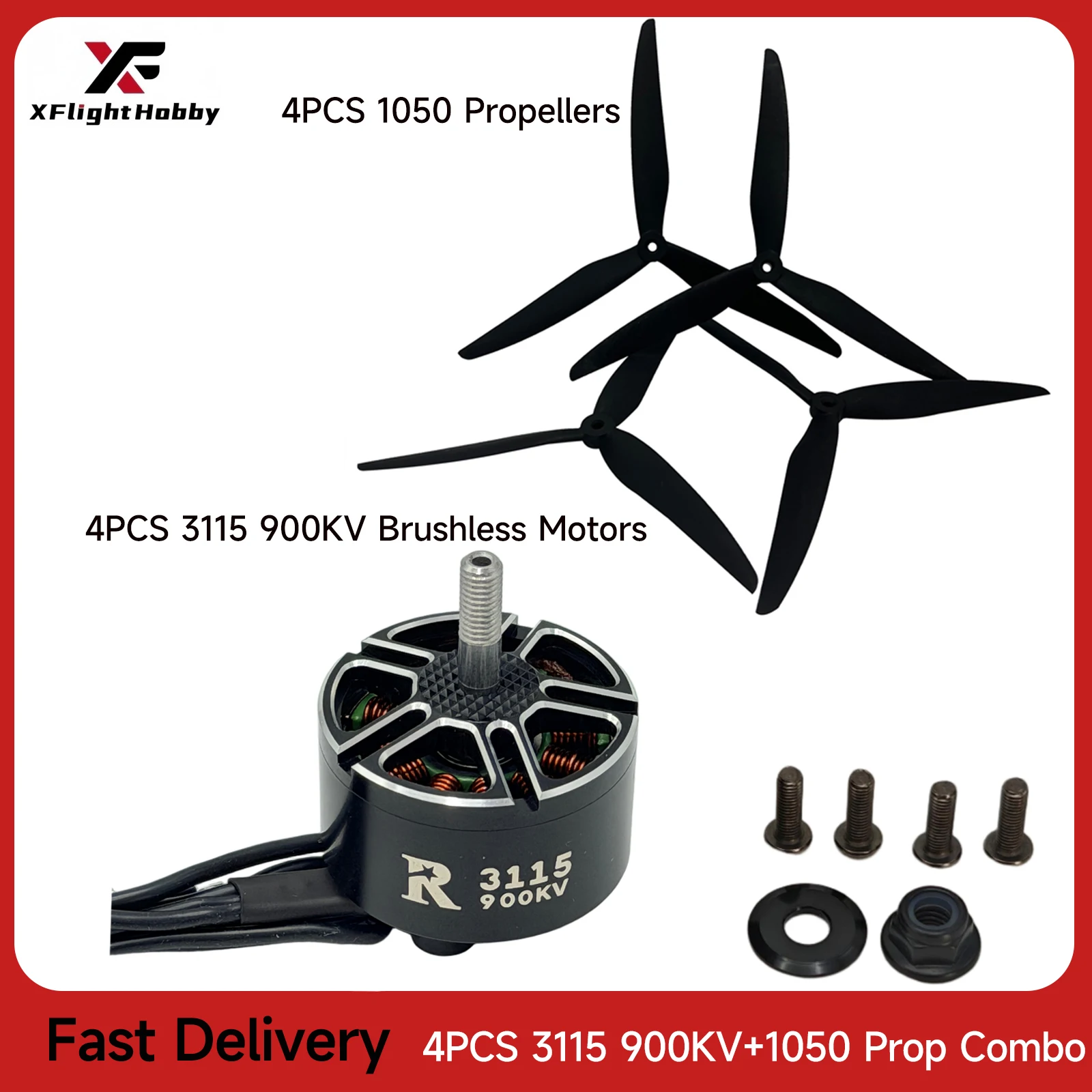 

XFlight Hobby 3115 900KV 3-6S Brushless Motor with 1050 Propeller for RC X-Class FPV Freestyle Mark4 10inch Long Range Drone DIY
