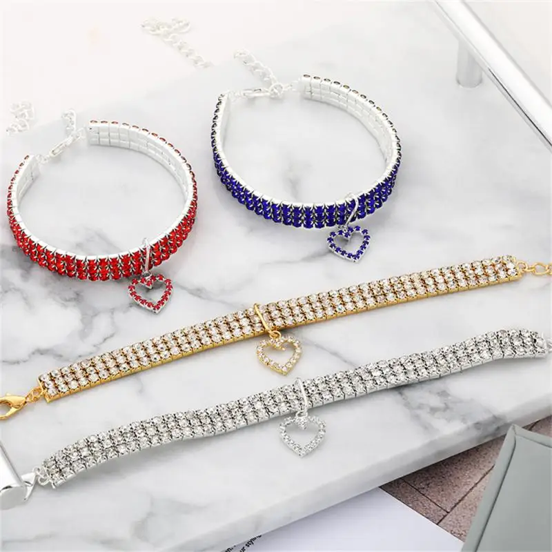 Adjustable Collar Craftsmanship Perfect Adjustable Shiny Fashion Pearl Necklace For Cats Rhinestone Dog Collar Pet Supplies Fit