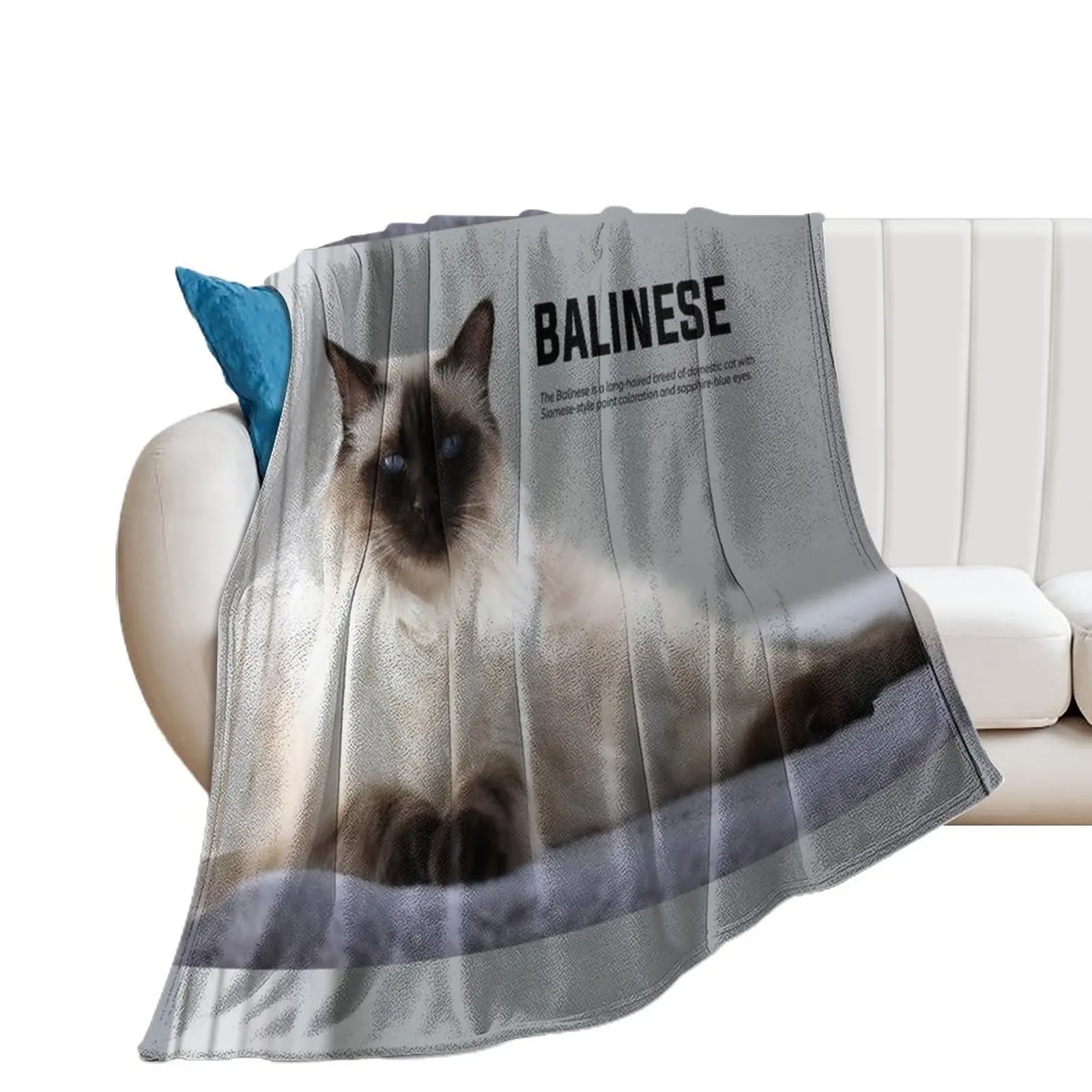 Balinese Cat Breed Throw Blanket For Decorative Sofa Giant Sofa Blankets