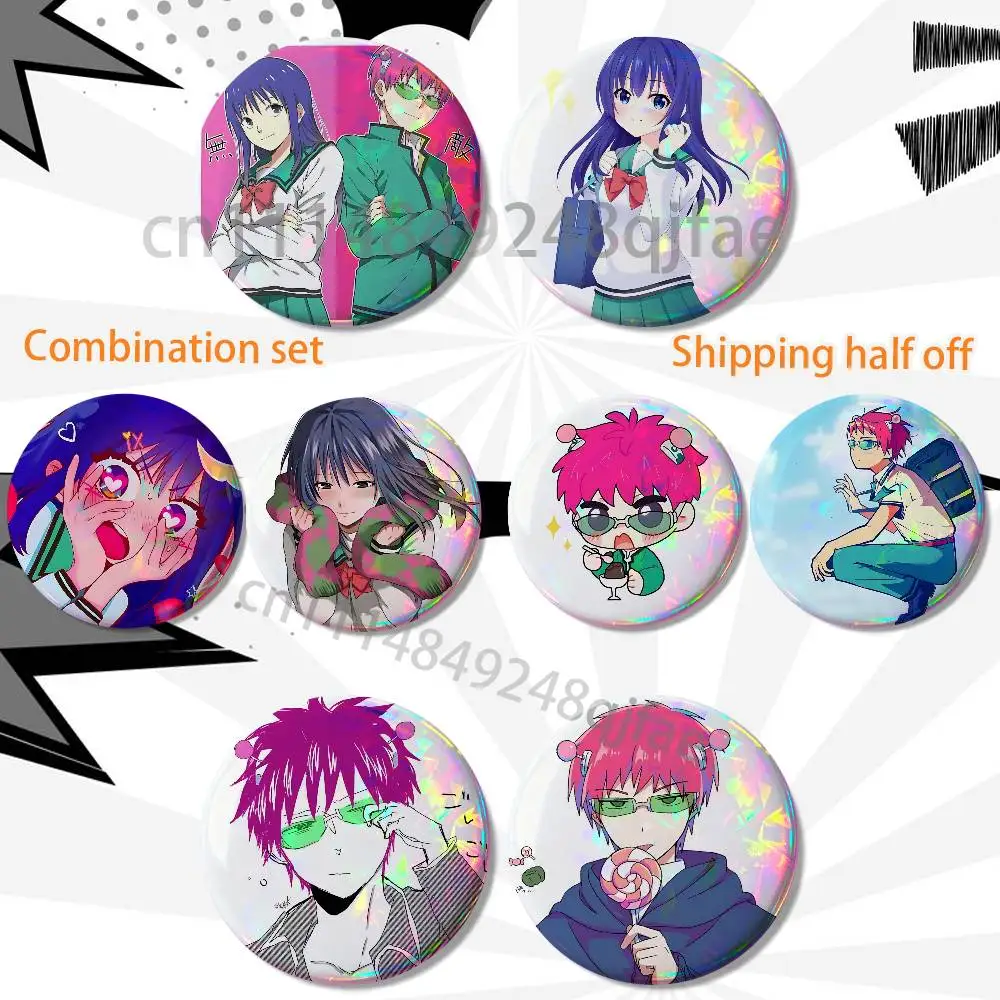 Teruhashi Kokomi Classic comedy Kusuo Saiki HD Print Lapel Pins Pretty Derby 2 piece set Round Display Brooches Brooch Badges