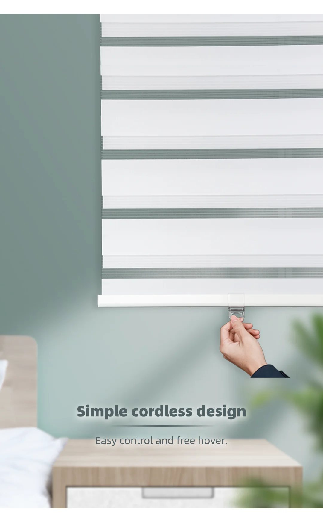 Cordless Zebra Blinds, Window Curtains, Day and Night Shade, waterproof Motorized App, Smart Control, Home assistant Decoration