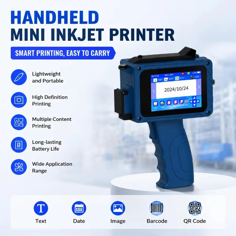 Hot Sale Portable Handheld Inkjet Printer, Date QR Barcode Coding Machine for Carton Bottle & Plastic Packaging