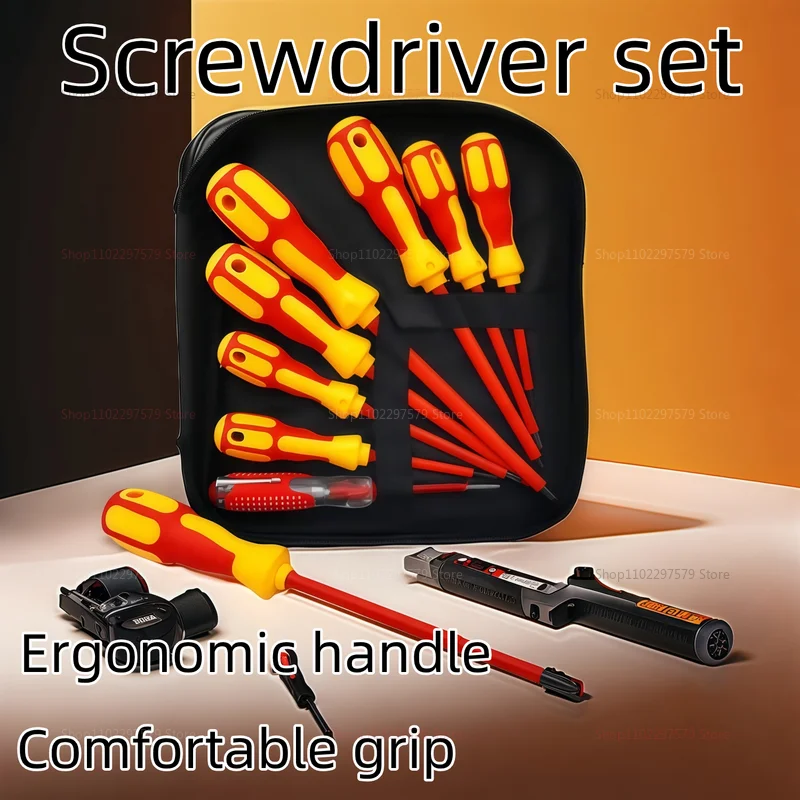 طقم أدوات يدوية للكهرباء طقم مفك براغي معزول مغناطيسي متعدد الوظائف مع لقم مشقوقة فيليبس للعمل الكهربائي