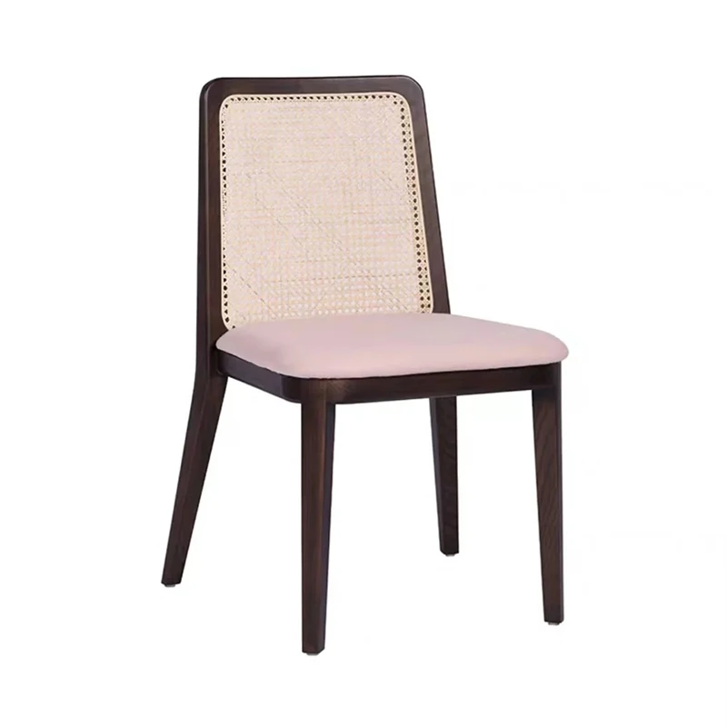 Minimalist Design Dining Chair Rattan Backrest Wooden Leg Party Wedding Dining Chair  Living Room Desk Stuhl Home Furniture LVDC