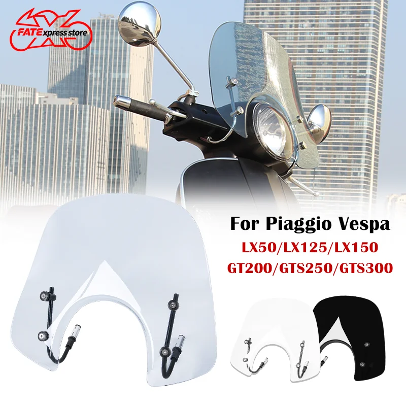

Motorcycle Windscreen Windshield Protector Wind Screen for Piaggio Vespa LX50 LX125 LX150 GT200 GTS250 GTS300 All Years
