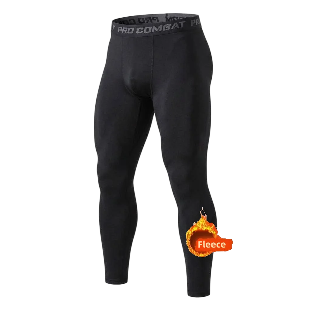 Men's Fleece Lined Compression Pants Autumn Winter Sports Running Tights Thin Velvet Thermal Base Layer Bottoms Workout Leggings