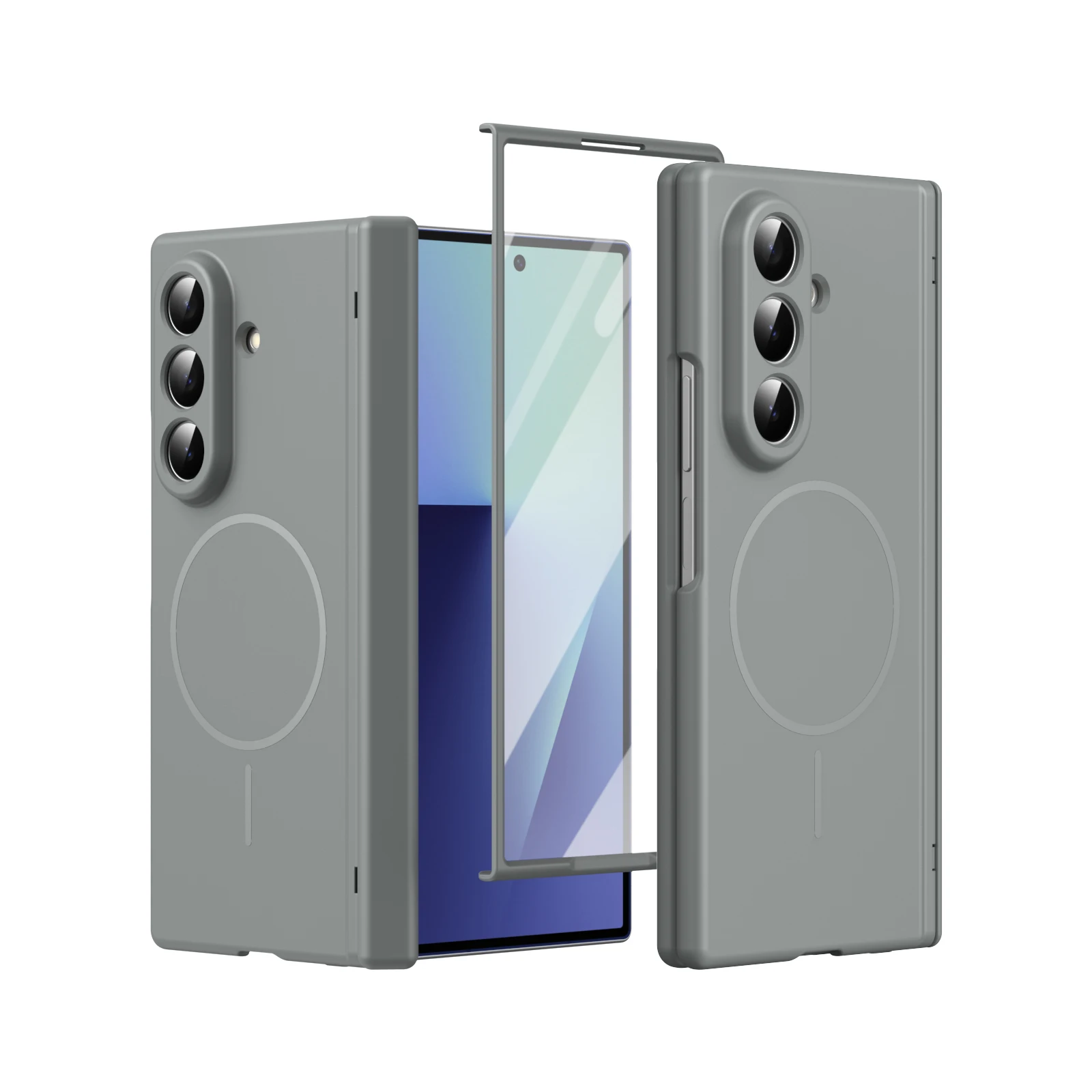 Phone case suitable for Samsung Z Fold 5/6/7, supports wireless charging, comes with a tempered glass screen protector