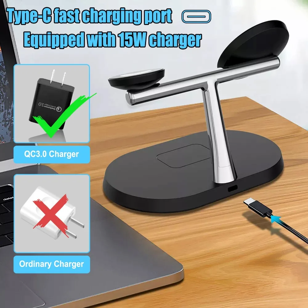 3-in-1 Magnetisches Kabelloses Ladegerät und Telefonhalter für Magsafe iPhone 17~12 Samsung Xiaomi Apple Watch Airpods Pro 4/3 Schnelles Aufladen – Detail 8