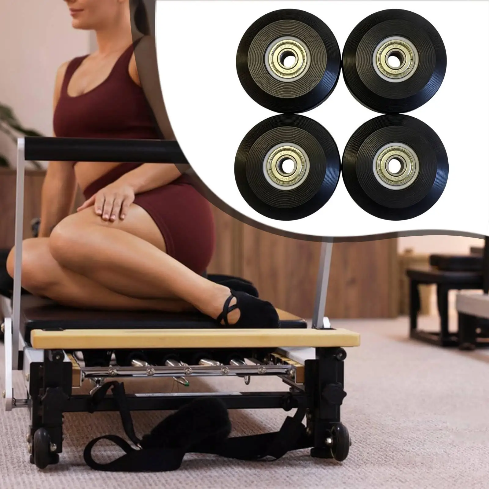 2.28inch Pilates Reformer Wheels Direct Replacement Smooth Running PU Spare Parts for Reformer Pilates Accessories