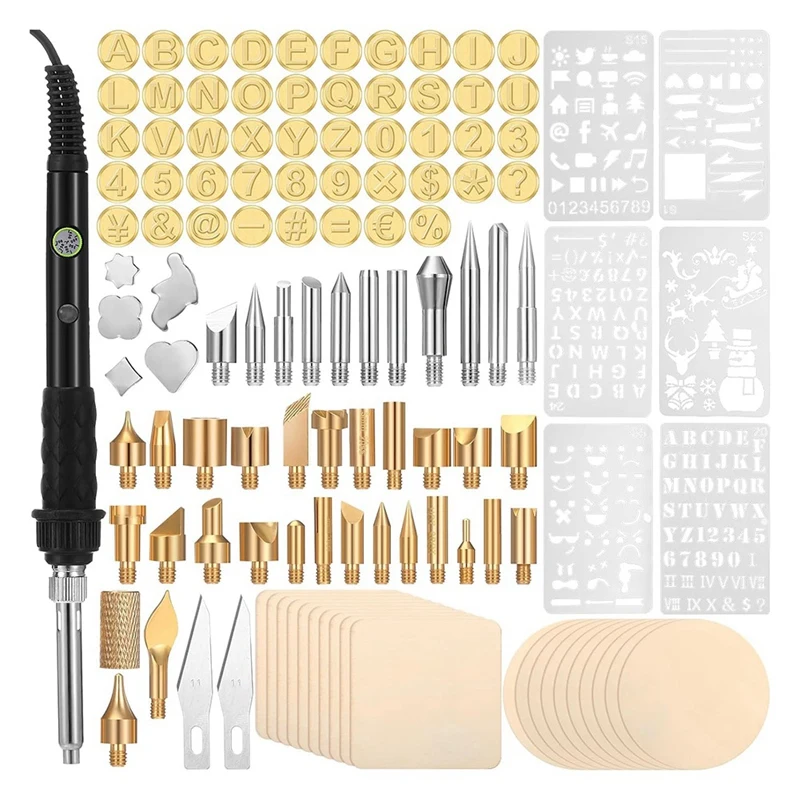 Kit de Calcul de Brûleur à Bois, Ensemble d'Outils avec Copeaux pour Brûleur, Bricolage, Gaufrage, Artisanat Carimplanté, 136 Pièces