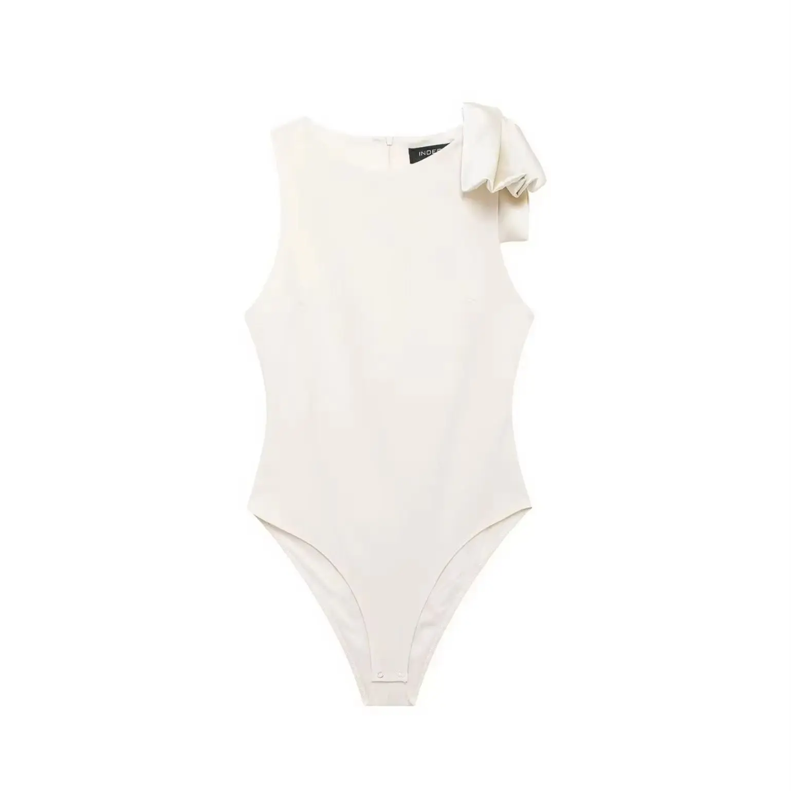 KONDALA 2025 Donna Sexy Tute bianche Arco Cerniera Tute senza maniche Bottone sottile O-Collo Body Moda Mujer Casual Top