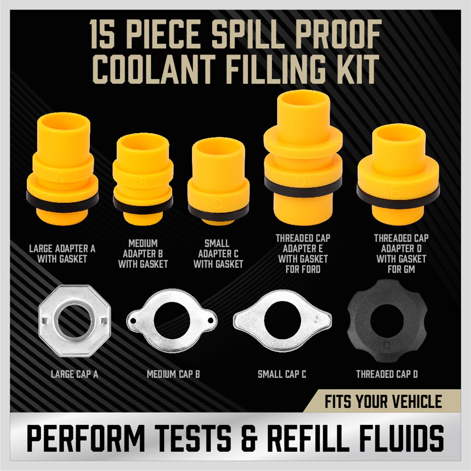 Coolant Filling Kit Radiator Coolant Filling Funnel Kit No Spill Funnel Radiator For Car 15Pcs ABS Filling Funnel Spout Pour Oil