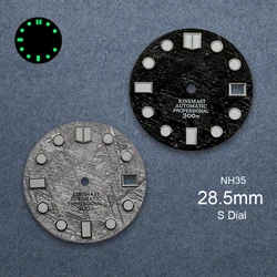 28.5mm S Logo Meteorite Dial Suitable For NH35/NH36/4R7S Japanese C3 Green Luminous Watch Accessories