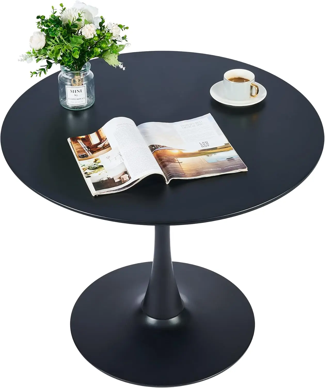 

Modern Bistro Table Kitchen Table with 220lb Capacity, Black