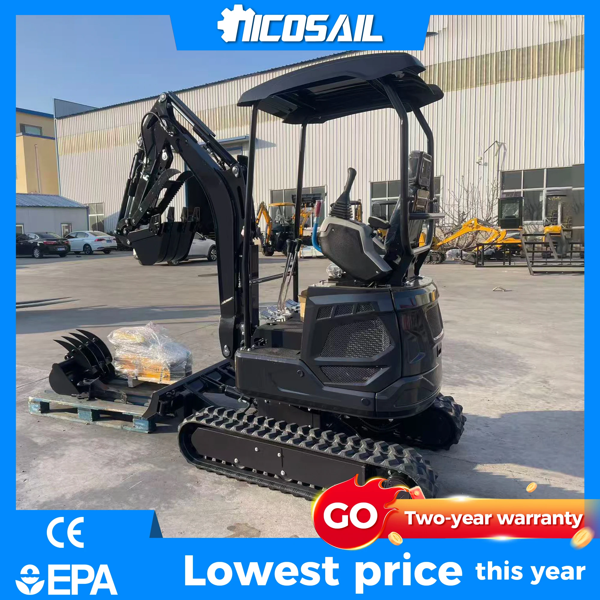 

Nicosail Cheap Price Chinese Mini Excavator Small Digger Crawler Excavator 1.8 ton 2 Ton New Bagger for Sale