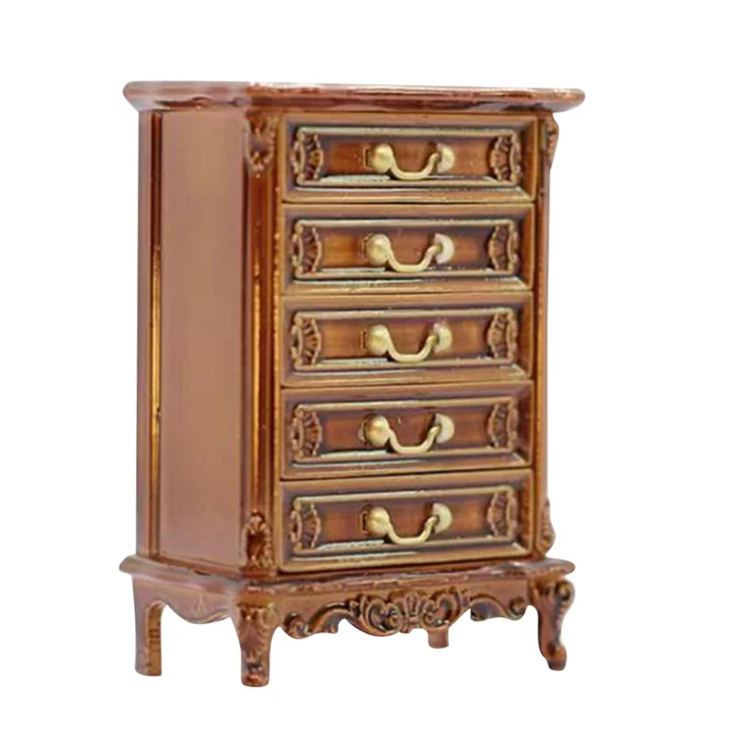 Miniature Chest Of Drawers Bedroom Bedside Table Storage Drawer Cabinet Model Scene Decor