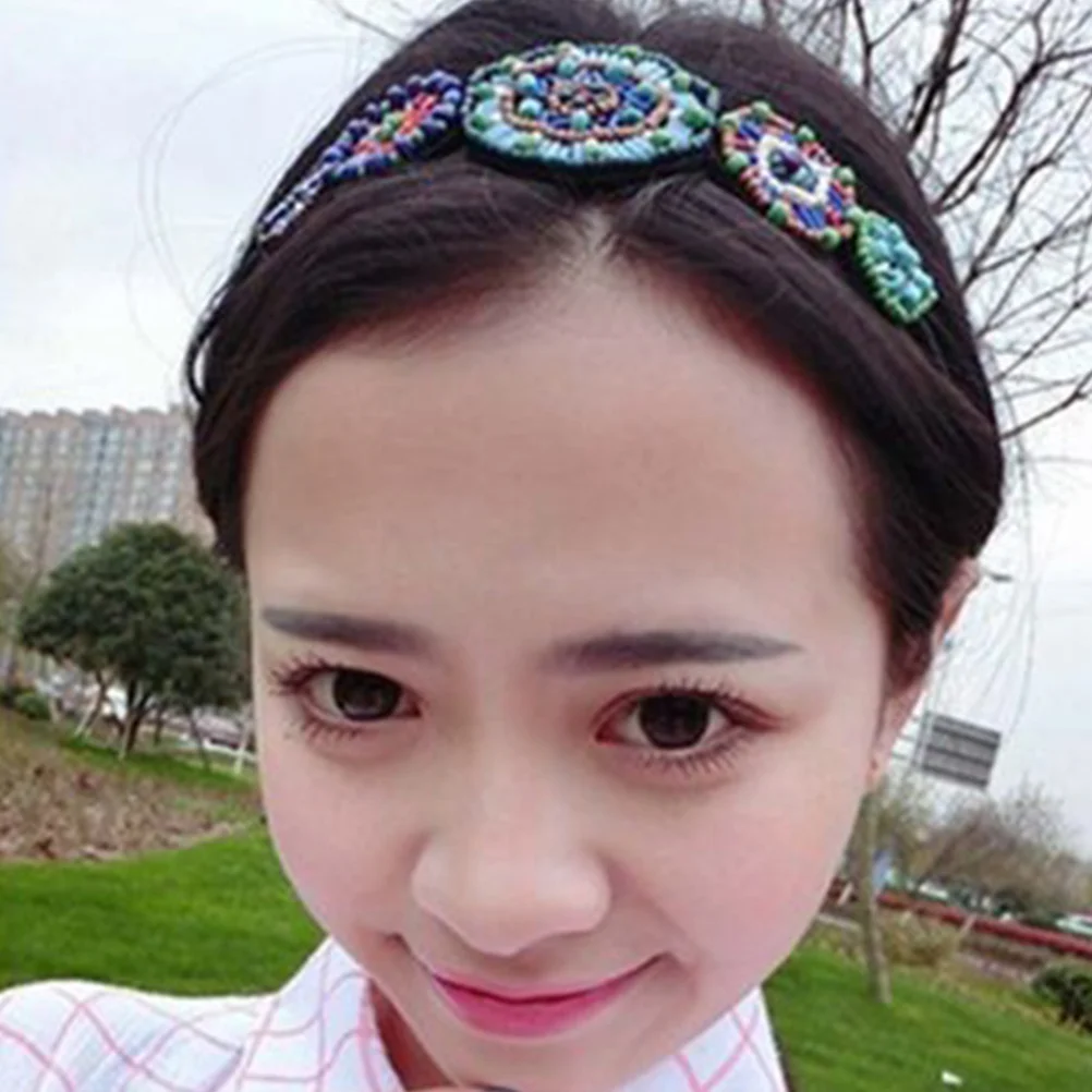 

3 Pcs Hairbands for Girls Headband Elastic Beaded Headbands Fabric Jeweled Miss