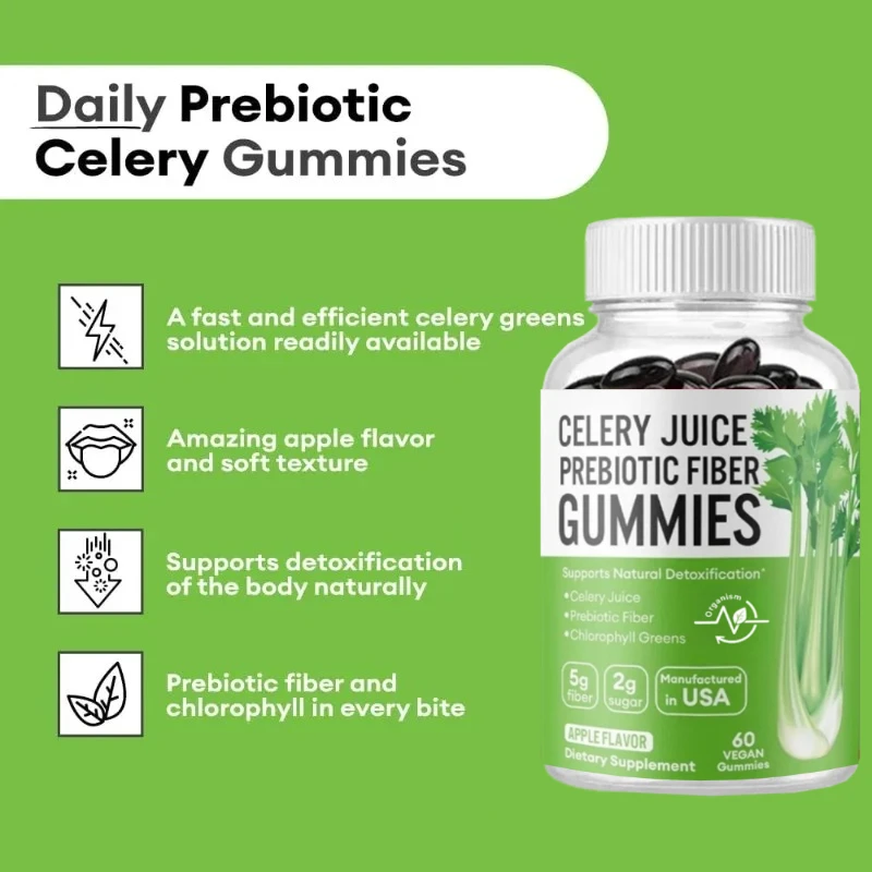 

Селерийный сок, хлорофилл и пребиотические волокна Пребиотические жевательные жевательные приготовления сока сельдерея для очистки и поддержки