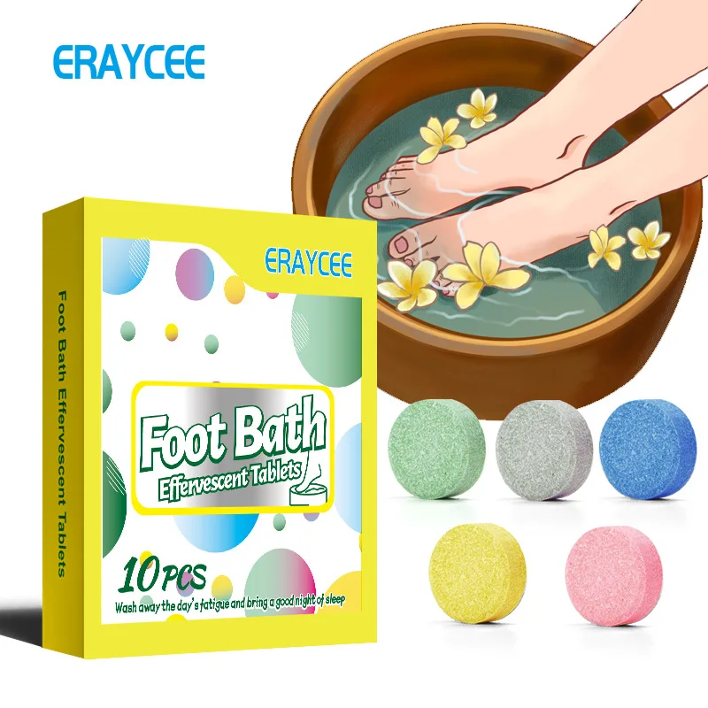 Eraycee Mugwort Foot Bath Effervescent Tablet  Relief Feet Skin Cracking Foot Care Treatment Chinese Medicine Detox Soak