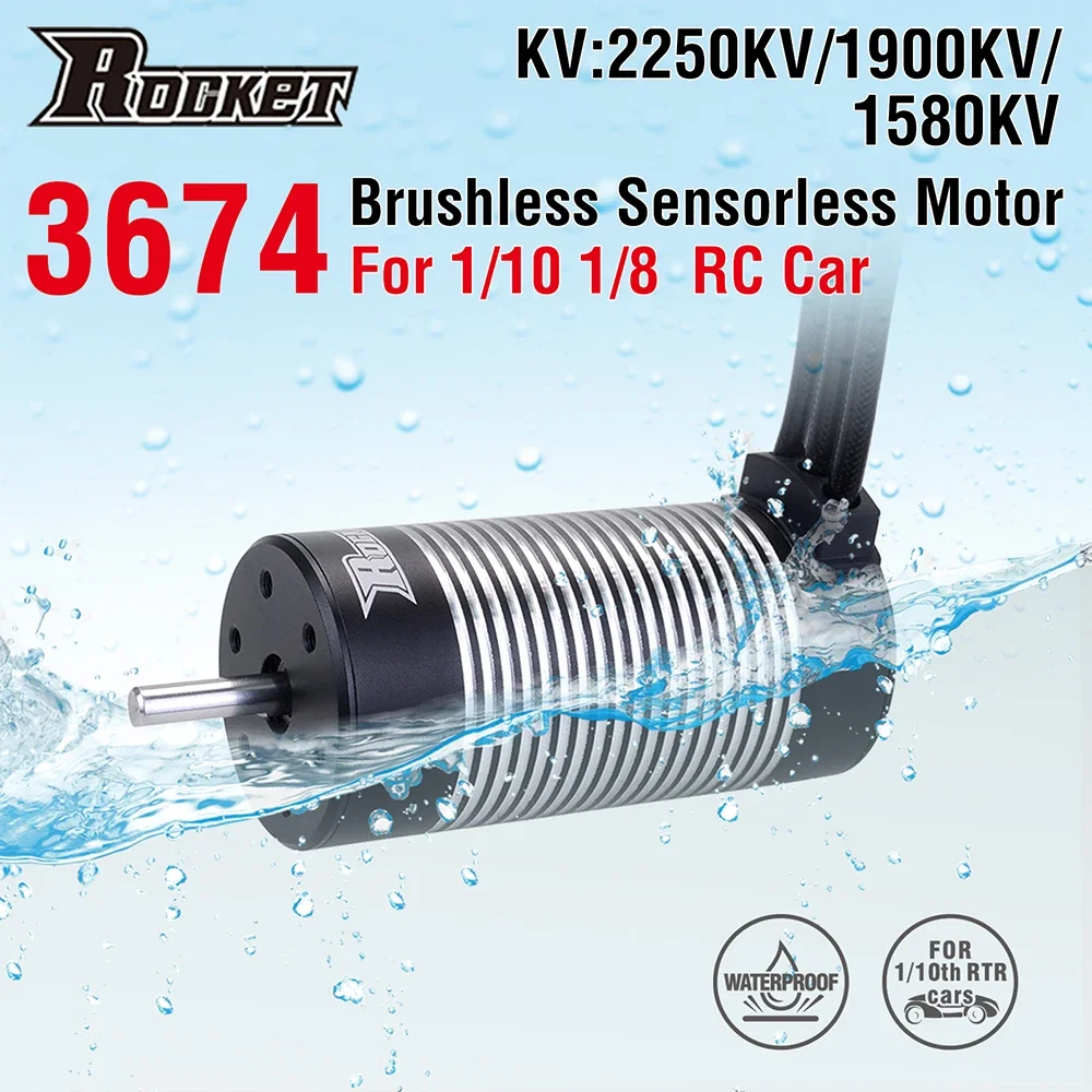 SkyDElRocket 3674 Waterproof Brushless Sensorless Motor 2250KV 1900KV 1580KV For 1/8 1/10 Tamiya GTR Traxxas RC Drift Racing Car