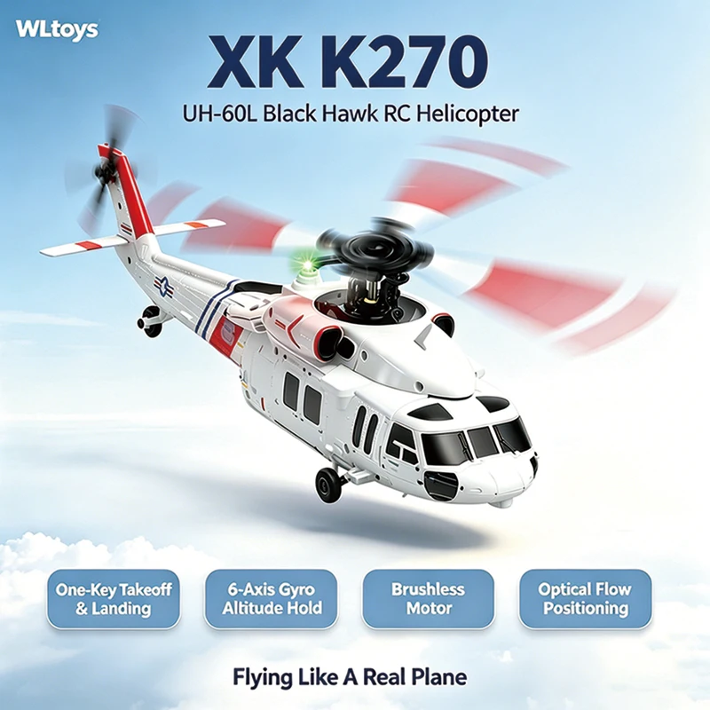 WLtoys K270 K170 K200 UH-60L Black Hawk RC Helicopter 2.4G 6-Axis Gyro Altitude Hold Optical Flow Brushless Toy Gift for Kids