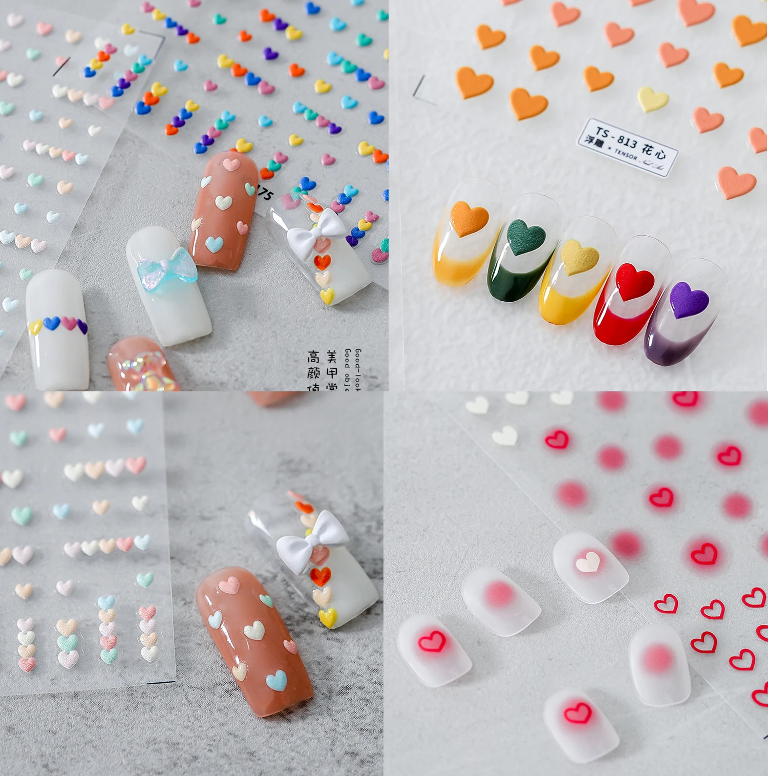 1sheet  Valentine's Day Decals 3D Nail Art Stickers Heart Self-Adhesive Slider Love Letters Nail Art Manicure Accessories