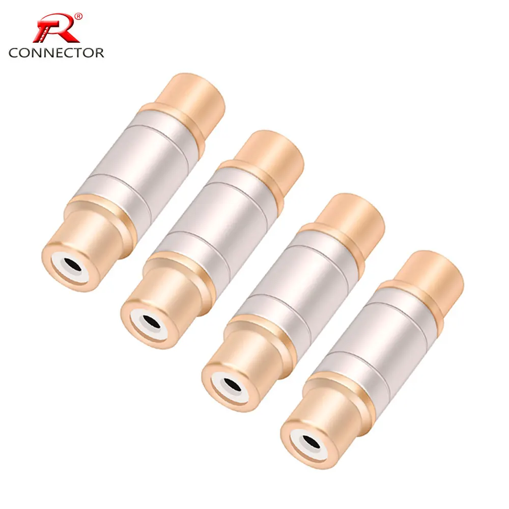 4pcs RCA connector gold plated straight RCA female jack adapter