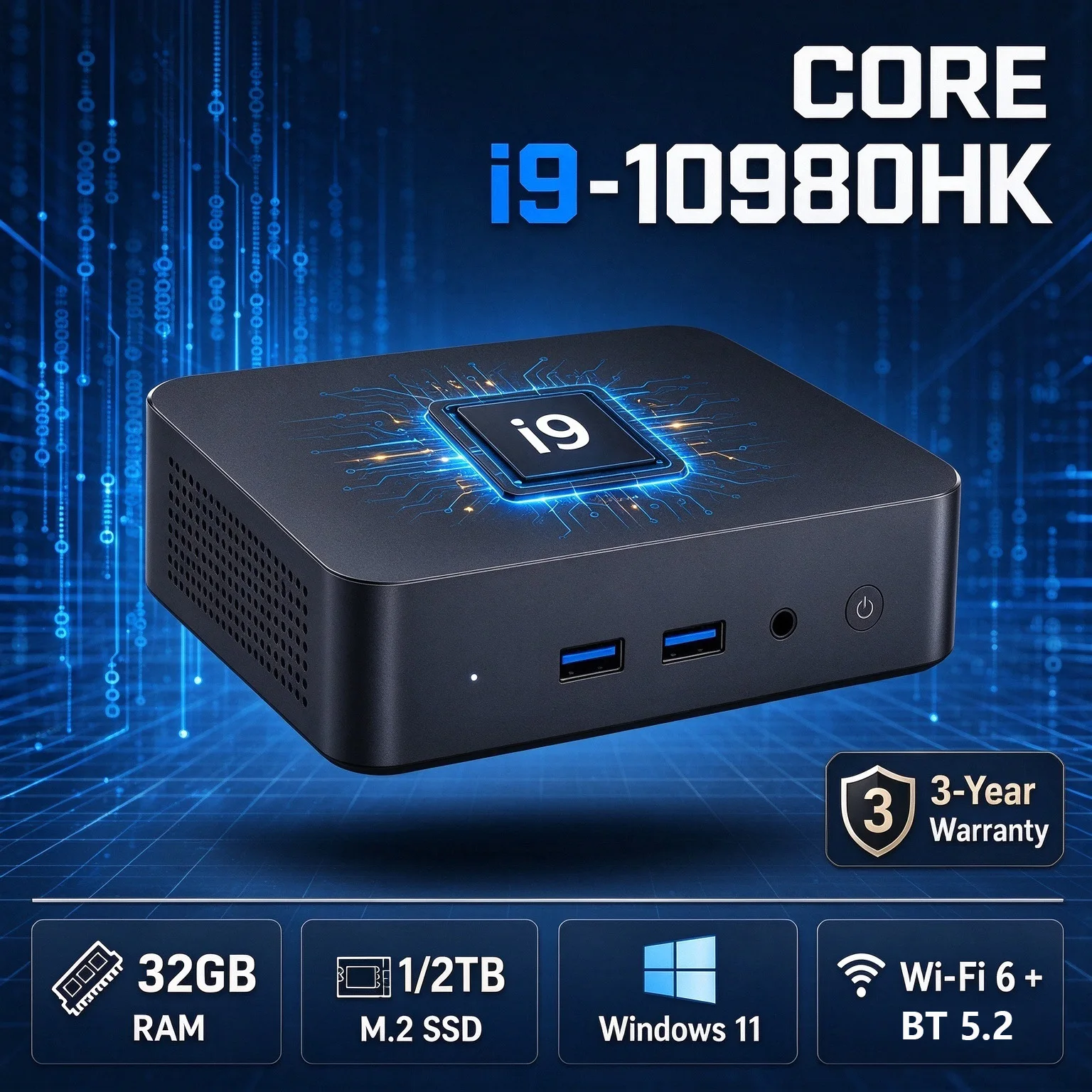 미니 게이밍 PC 데스크톱, 4K HD, 인텔 코어 i9-10980HK/N150, 16GB/32GB RAM, 1/2TB SSD, 윈도우 11 프로, UHD 그래픽, 미니 PC 데스크톱
