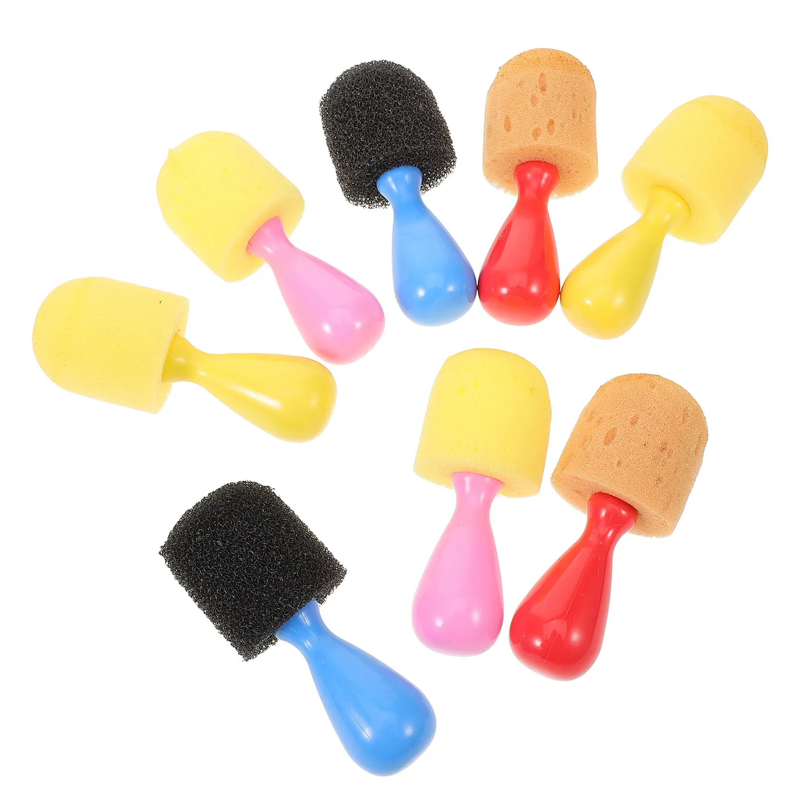 

8Pcs Ball Shaped Sponge Painting Brushes Safe Plastic Handle Color Recognition Learning Tool DIY Art Craft Graffiti Drawing