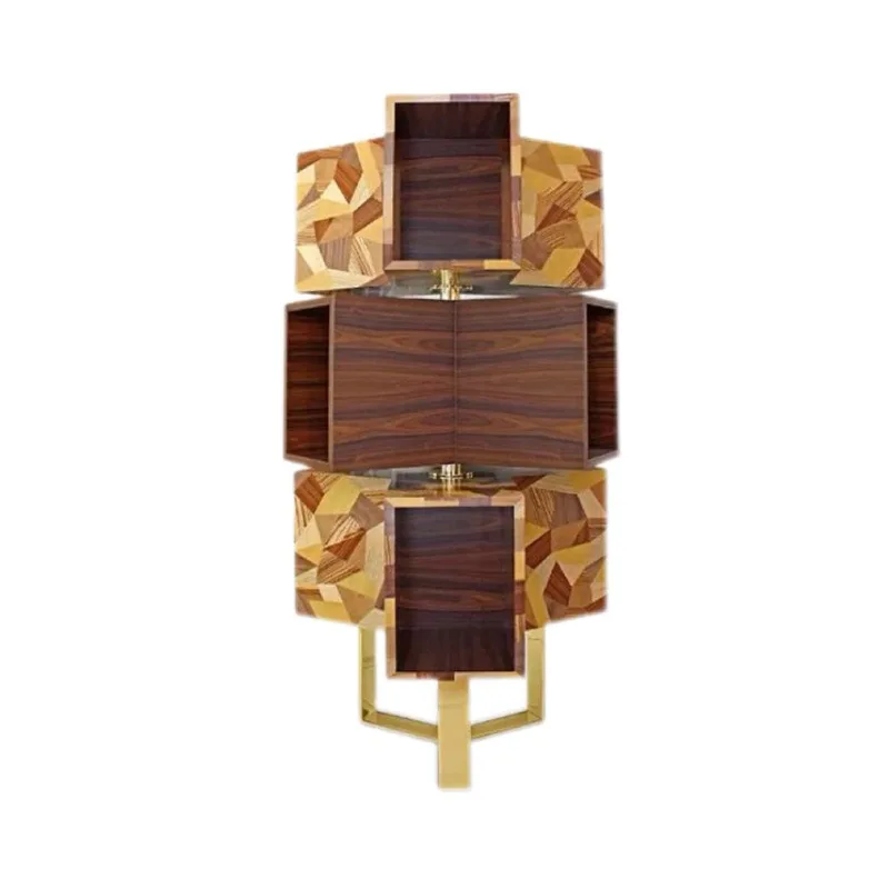 

Italian solid wood rotating bookshelf light luxury, designer style personality creates metal open storage locker
