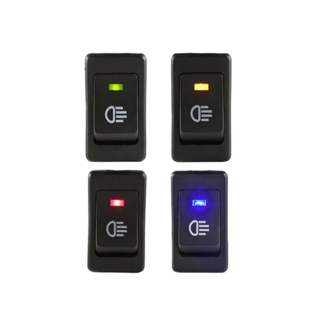 ASW-17D DC12-24V 35A LED Car Fog Light Switch ON-OFF Latching Function Rocker Toggle Switch with LED Light 4Pin Terminal