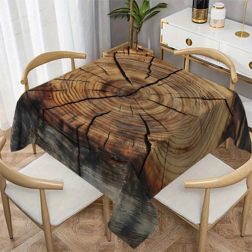 1pc Wood grain pattern printed rectangular tablecloth for dining table and coffee tablezyc