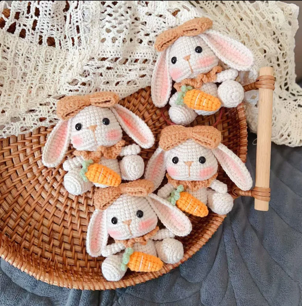 Finished retro lop-eared rabbit wool hand-woven cute pendant keychain bag hanging couple gift