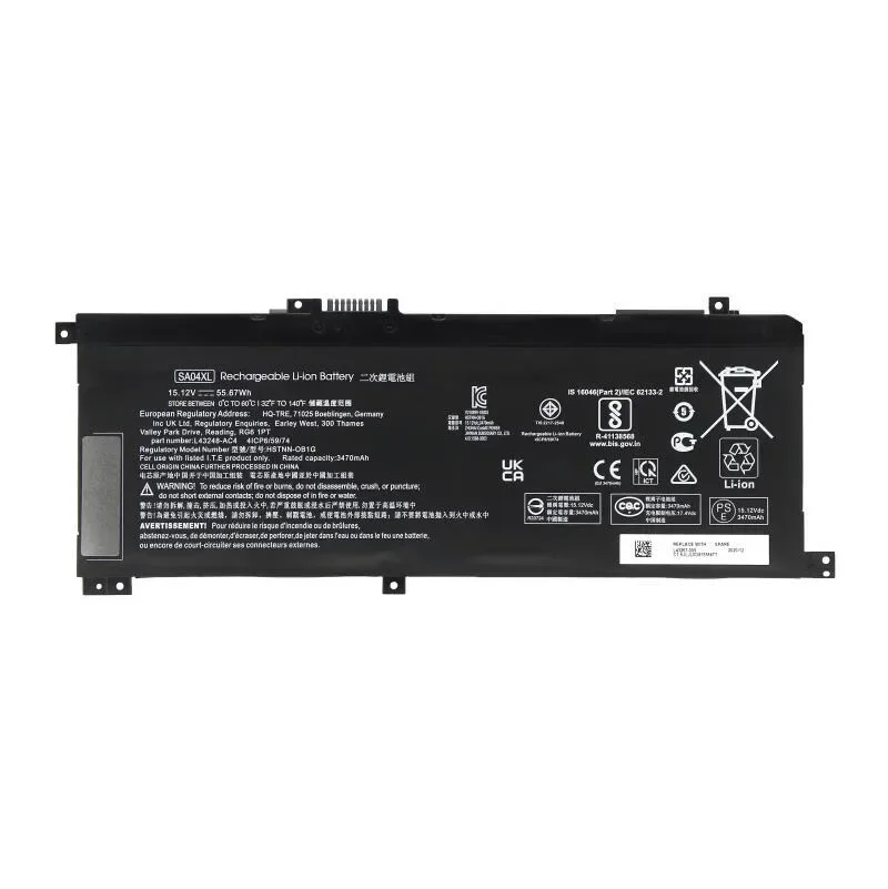 15.12V 55.67Wh SA04XL New Laptop Battery  for HP Envy X360 15-DR 17-cg TPN-W142 W143 15-ds000 15-dr0003TX  HSTNN-OB1G HSTNN-UB7U