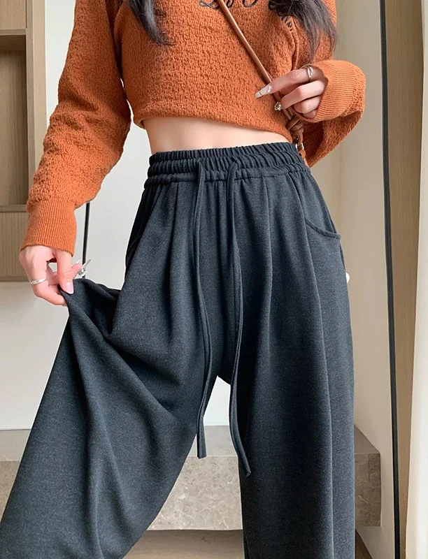 بنطال ذو قصة أرجل واسعة غير منتظم للمرأة الربيع طارد المياه حك غير مكفوف الحرم الجامعي الترفيه مرونة هدية الترتر الفتيات الزخرفية OL #3