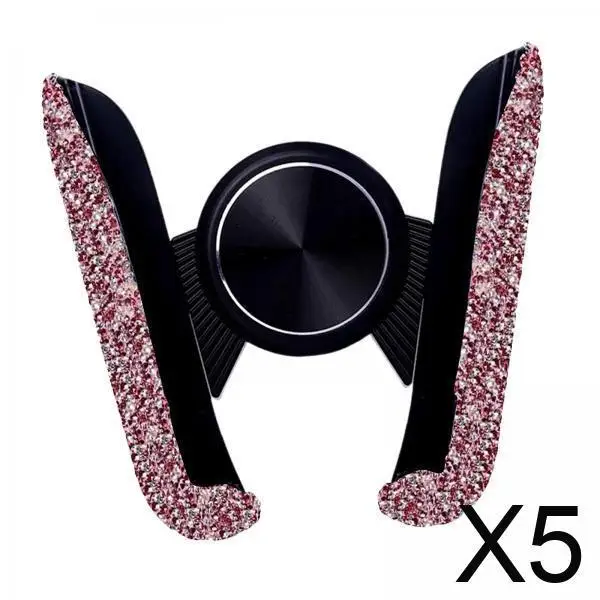 

Diamond Car Phone Holder Pink Bling Clip Mount Accessory for Girl Women Air Vent Universal Fit