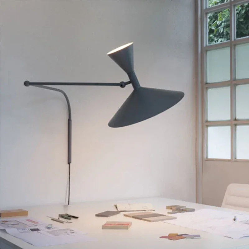 

Italian Designer Minimalist Personality Bedroom Study Bedside Lamp Living Room Sofa Can Swing Rotating Horn Wall Lamp