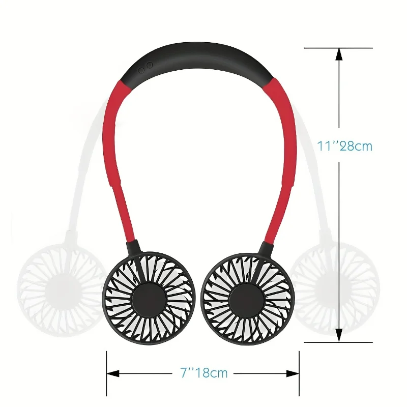 Upgraded Portable Neck Fan with Color Changing LED, Strong Airflow, Aromatherapy, and Lower Noise - Black Red - 360° Free Rotat