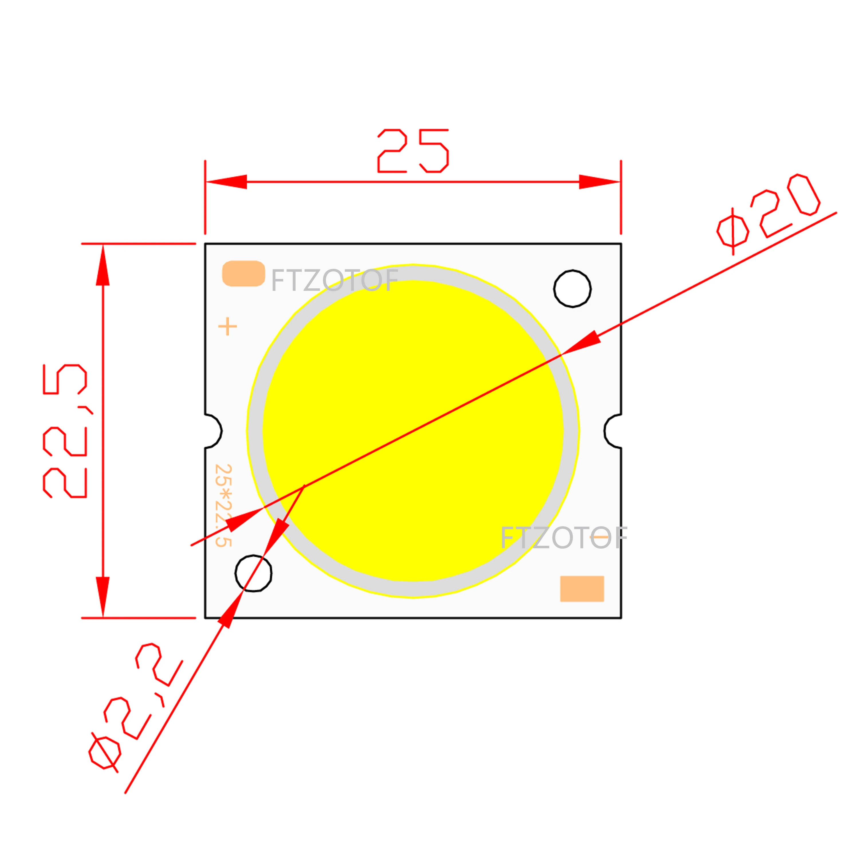 FTZOTOF LED COB Light Source 30W 25x23mm Emitting Diameter 20mm Cold Warm Nature White for Down Track Lamp Diode Chip DC 30-33CV