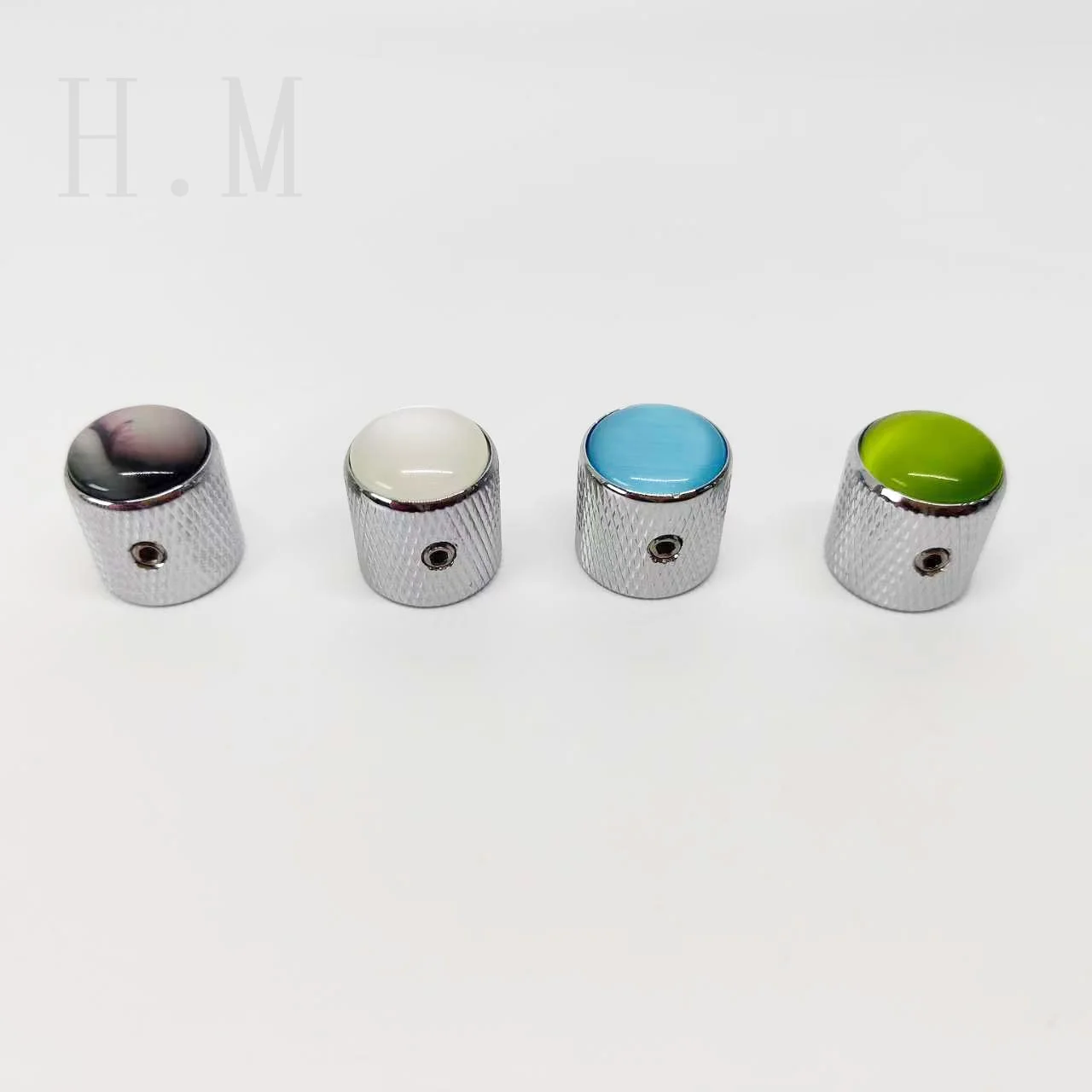 Inlaid cat eye stone with hole volume and tone knob, electric guitar, electric bass volume and tone knob, potentiometer cap