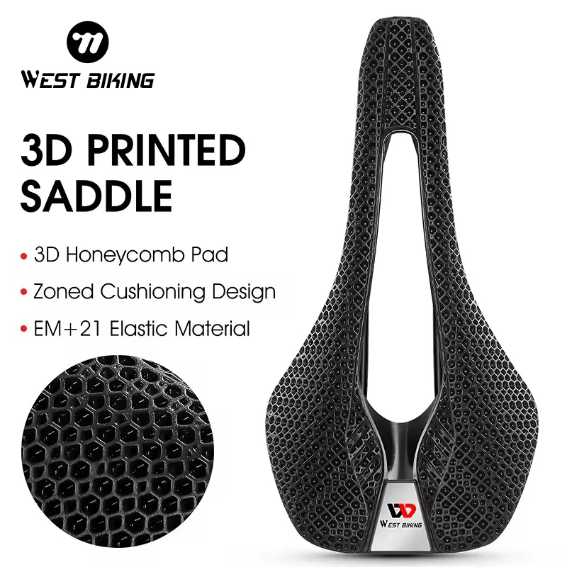 WEST BIKING Bicycle Parts 3D Printed Saddle Non-slip Shock Absorption Cycling Seat Mountain Road Bike Seat Cushion Saddle