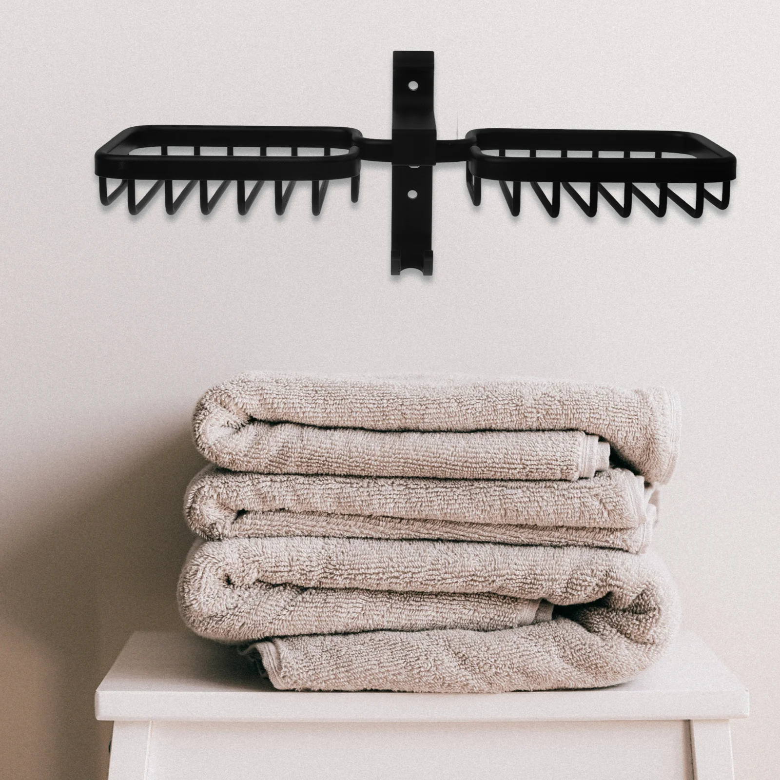 

Bathroom Soap Holder Space Aluminum Self Adhesive Wall Mounted Soap Shelf With Hook For Shower Kitchen Storage Black