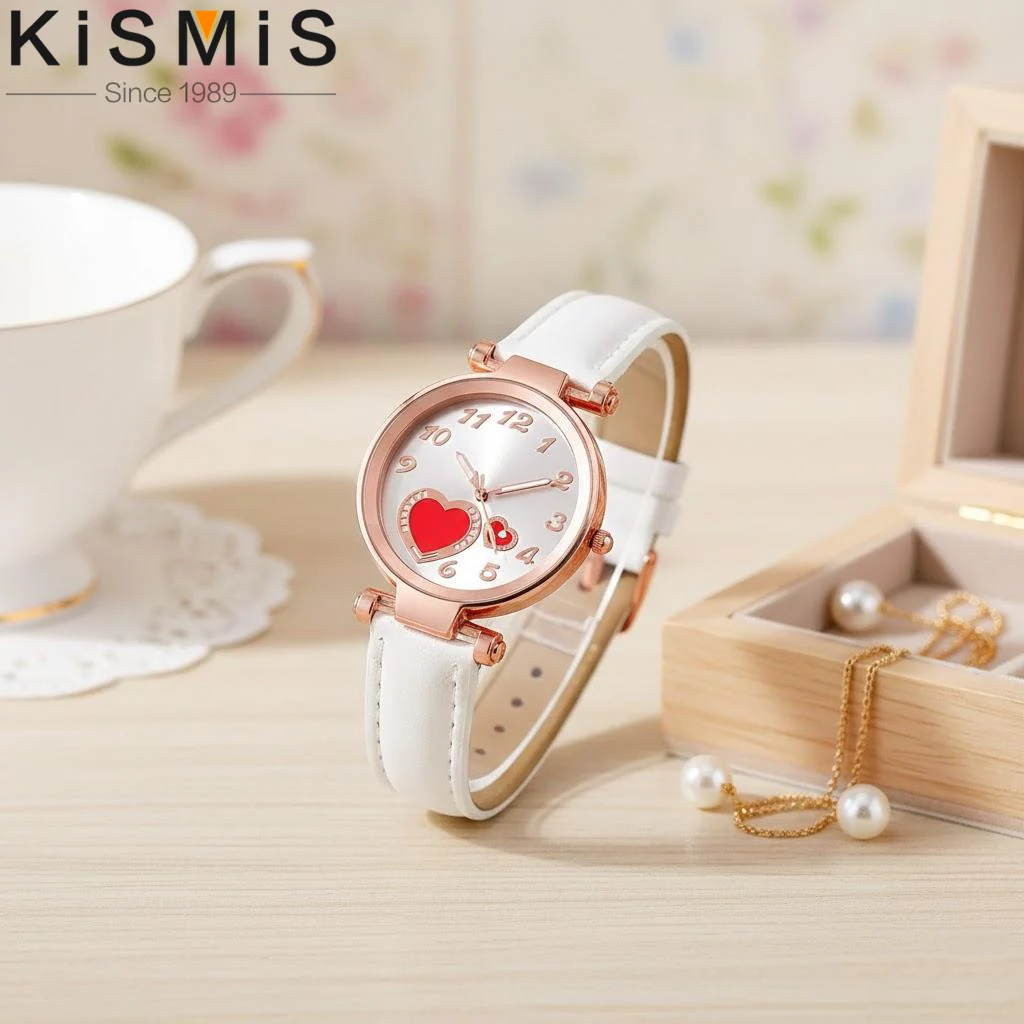

Женские кварцевые часы с дизайном в виде сердца, матовый кожаный ремешок, стильные наручные часы персикового цвета