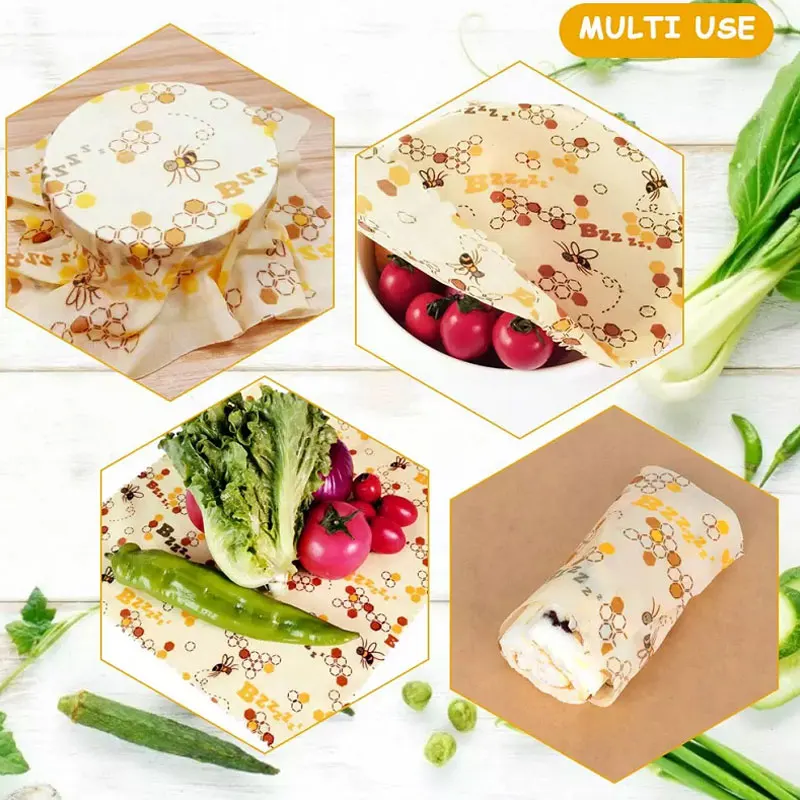 New Reusable Beeswax Cloth Wrap Food Fresh Bag Lid Cover Stretch Lid Jungle Party Bees Wax Wrap Plastic Wrap Sandwich Cheese