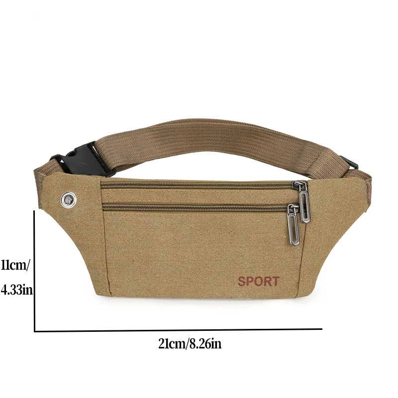 Mens Womens Canvas Sports Waist Bag Hidden Anti-Theft Chest Bag Travel Bicycle Messenger Bag With Pocket