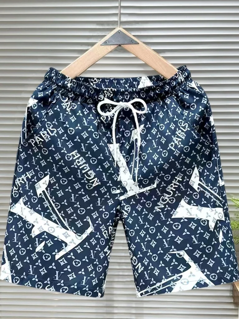 

Men's Summer Casual orts Breathable Qui Dry Thin Beach Five-Quarter Length Versatile Comfortable Straight Leg Printed Pants