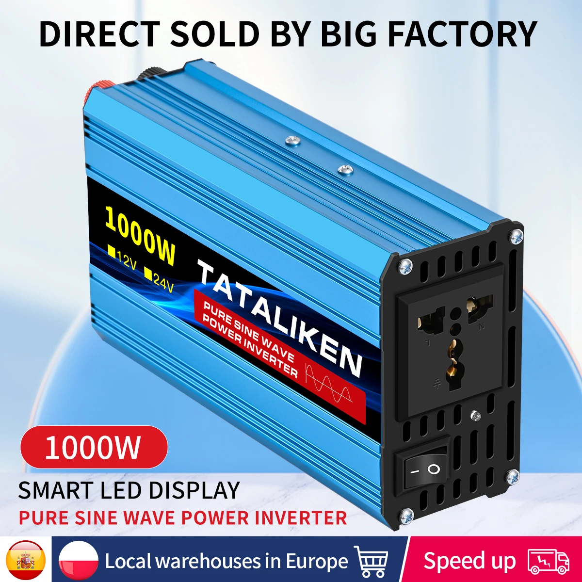 1000 Watts Power Inverter 12V to 230V/240V Pure Sine Wave Car Inverter DC to AC Converter