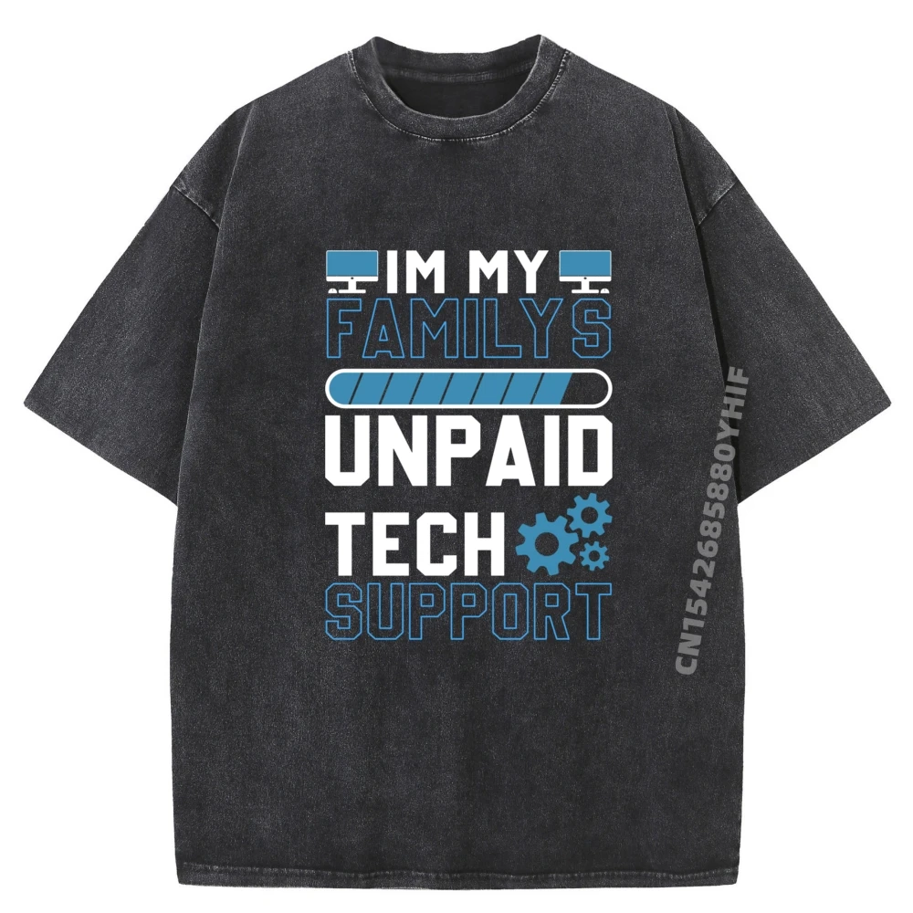 

Футболка I M My Family Unpaid Tech Support Computer Engineer, мужская футболка из 100% хлопка, женская потертая футболка, мужские топы